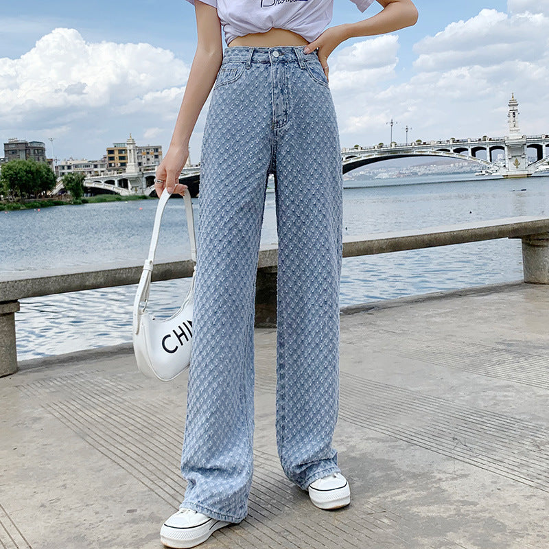 Loose Straight Wide Leg High Waist Cotton Blend Trousers