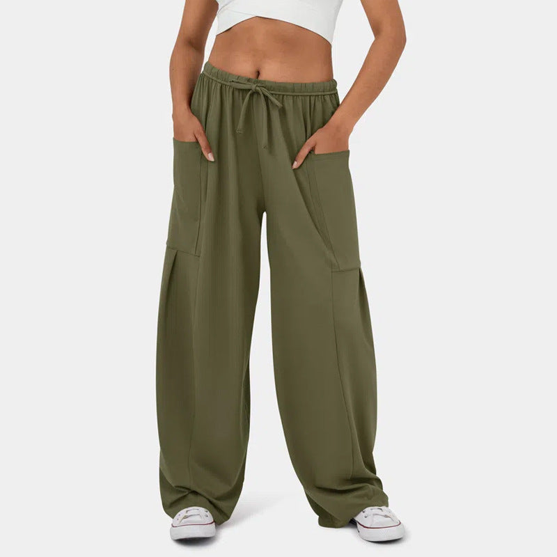 Elastic Waist Pleated Wide Leg Pants - Stylish & Fashionable