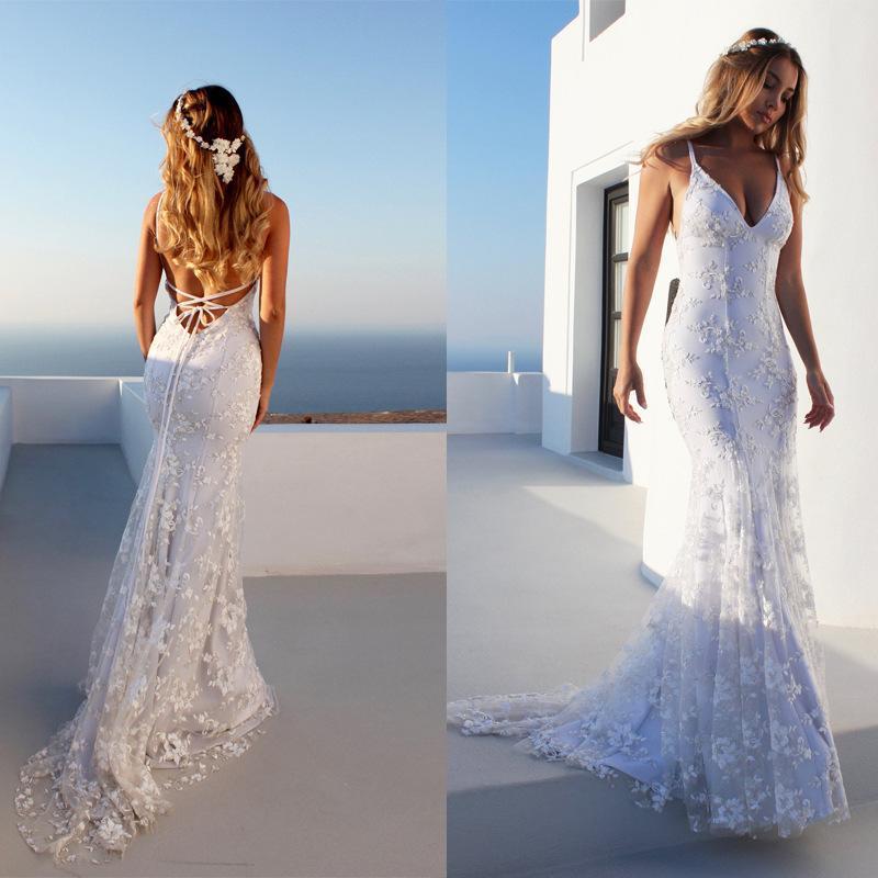 Sexy White Lace Bridal Wedding Dress for Women