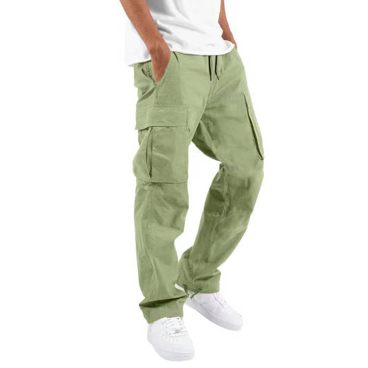 Pantalon Décontracté Multipoches avec Cordon de Serrage en Mélange de Coton