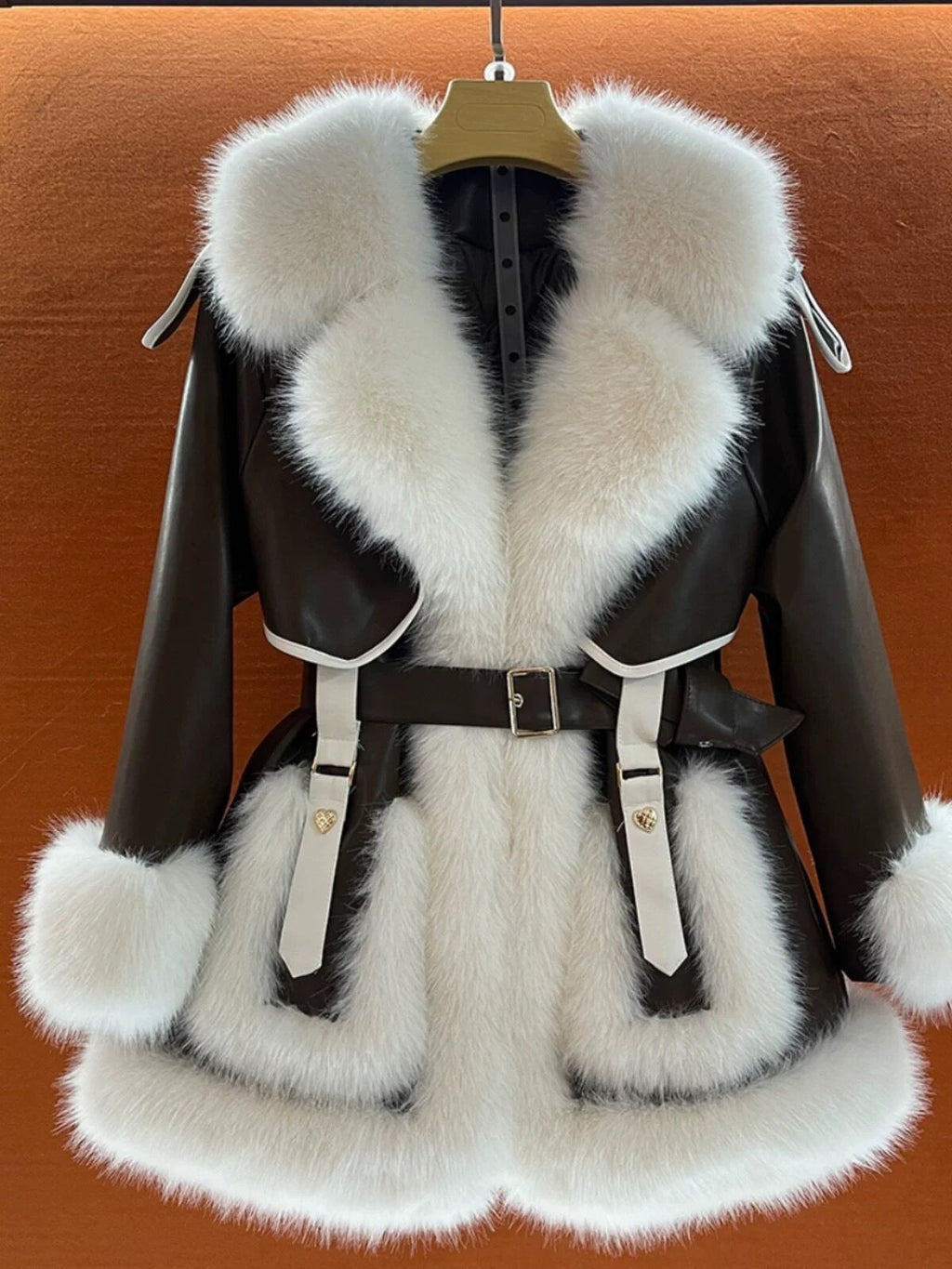 Elegant Women's Faux Fur Coat with Big Fur Collar