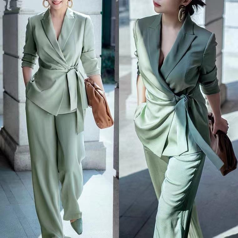 Silk Acetate Summer Suit Jacket in Black, White & Green