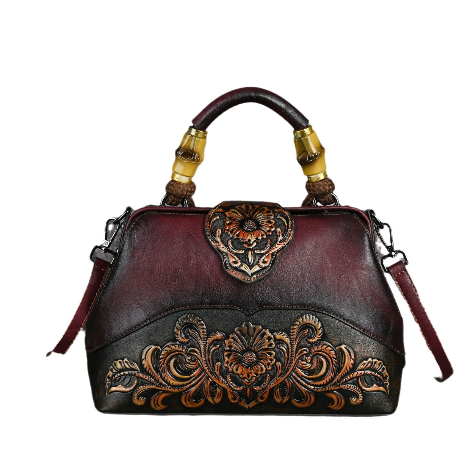 Retro Embossed PU Crossbody Dumpling Handbag with Lock Buckle