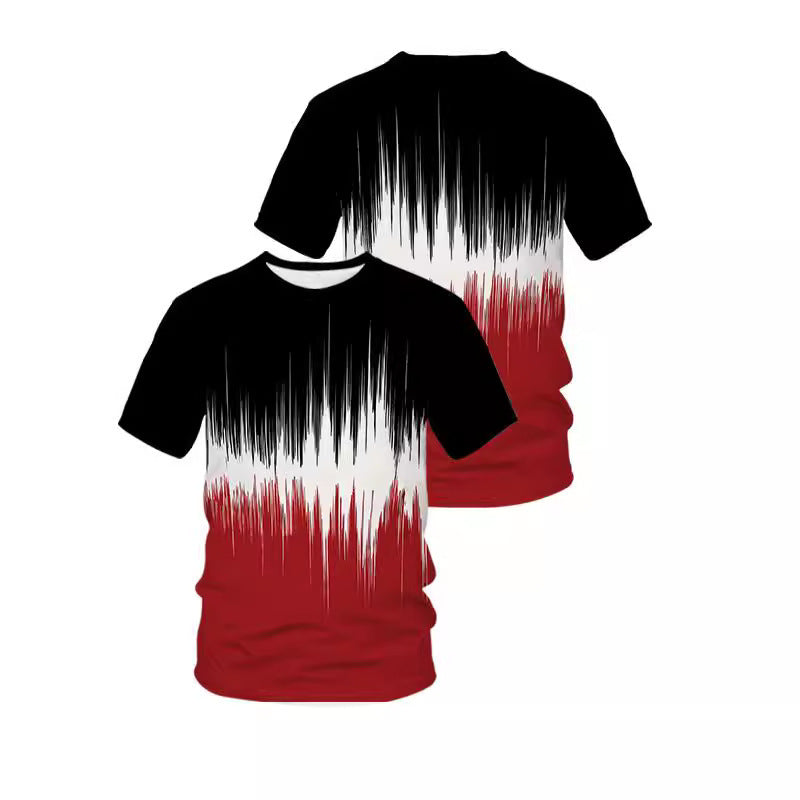 Men's Loose Fit 3D Digital Print Round Neck Short Sleeve Shirt