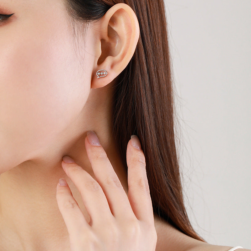 Boucles d'oreilles clous en argent sterling 925 avec zircon et diamant