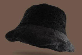 New Faux Rabbit Fur Ruffled Bucket Hat Women's