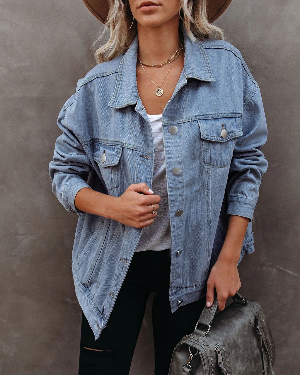 Women's Denim Blue Casual Polyester Jacket