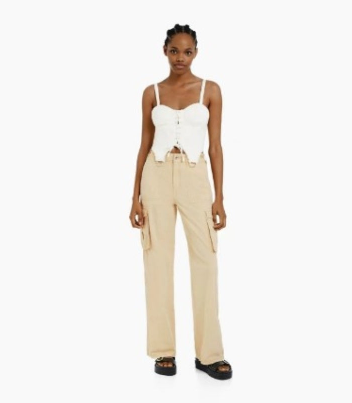 Jean droit en coton pour femme avec poches pour l'automne
