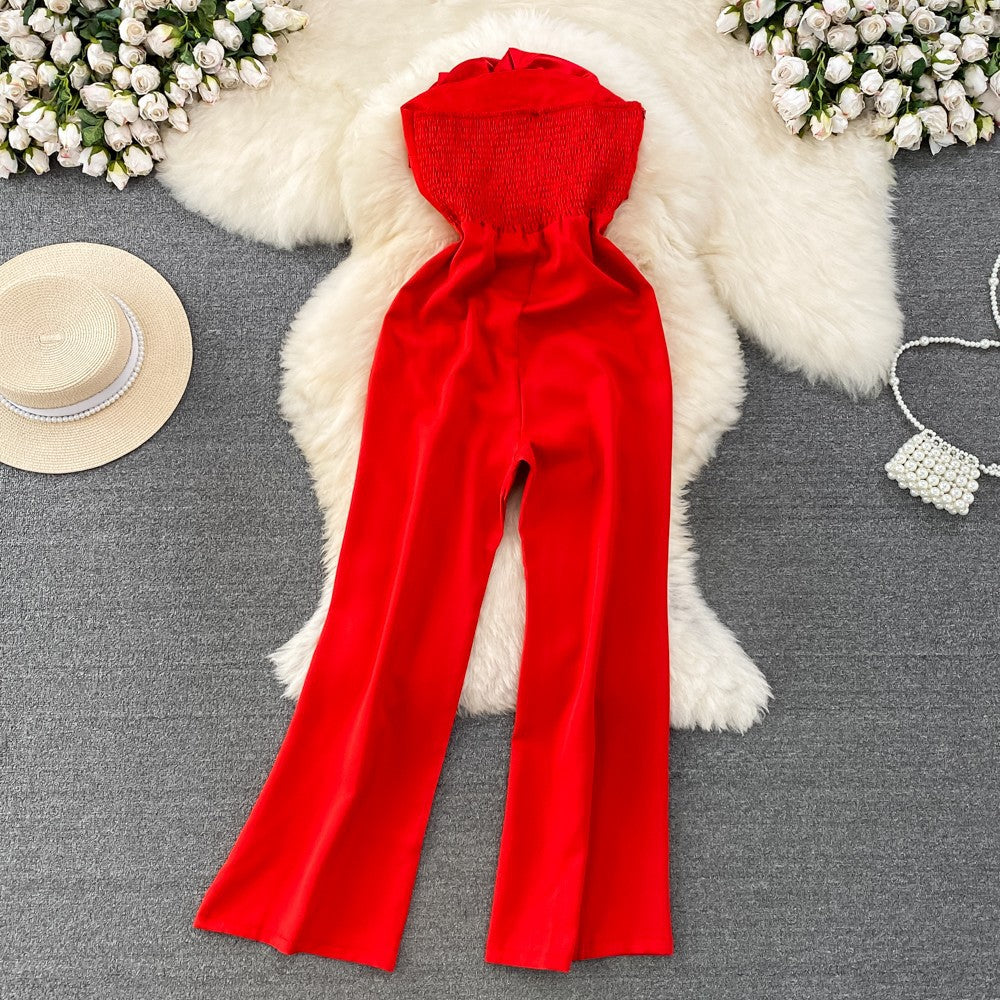 Combinaison droite à jambes larges pour femme