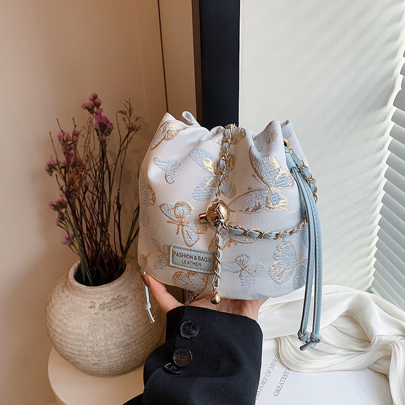 Woven Embroidered Jacquard Chain Crossbody Bag for Women