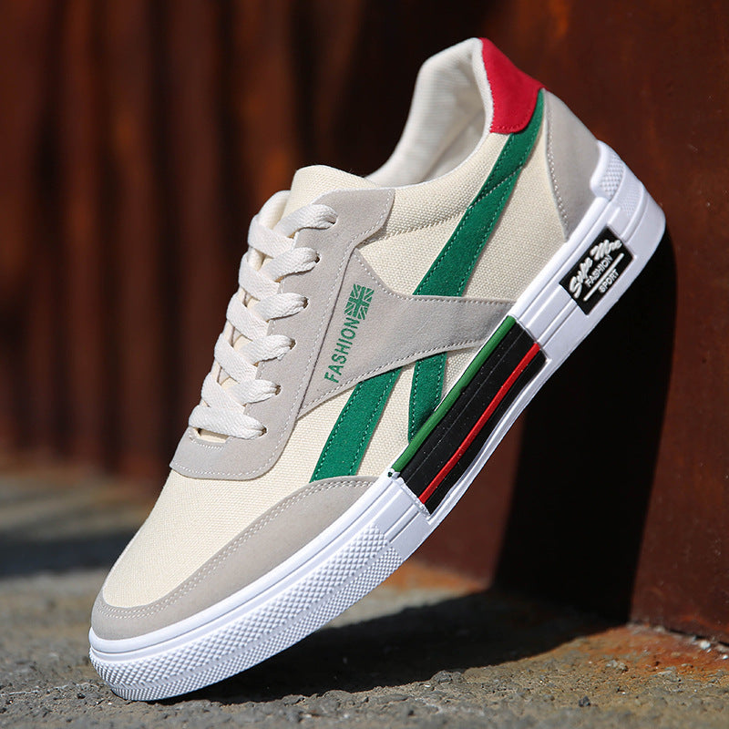 Breathable Slip-On Canvas Sports Shoes for Men - Color Splice Design