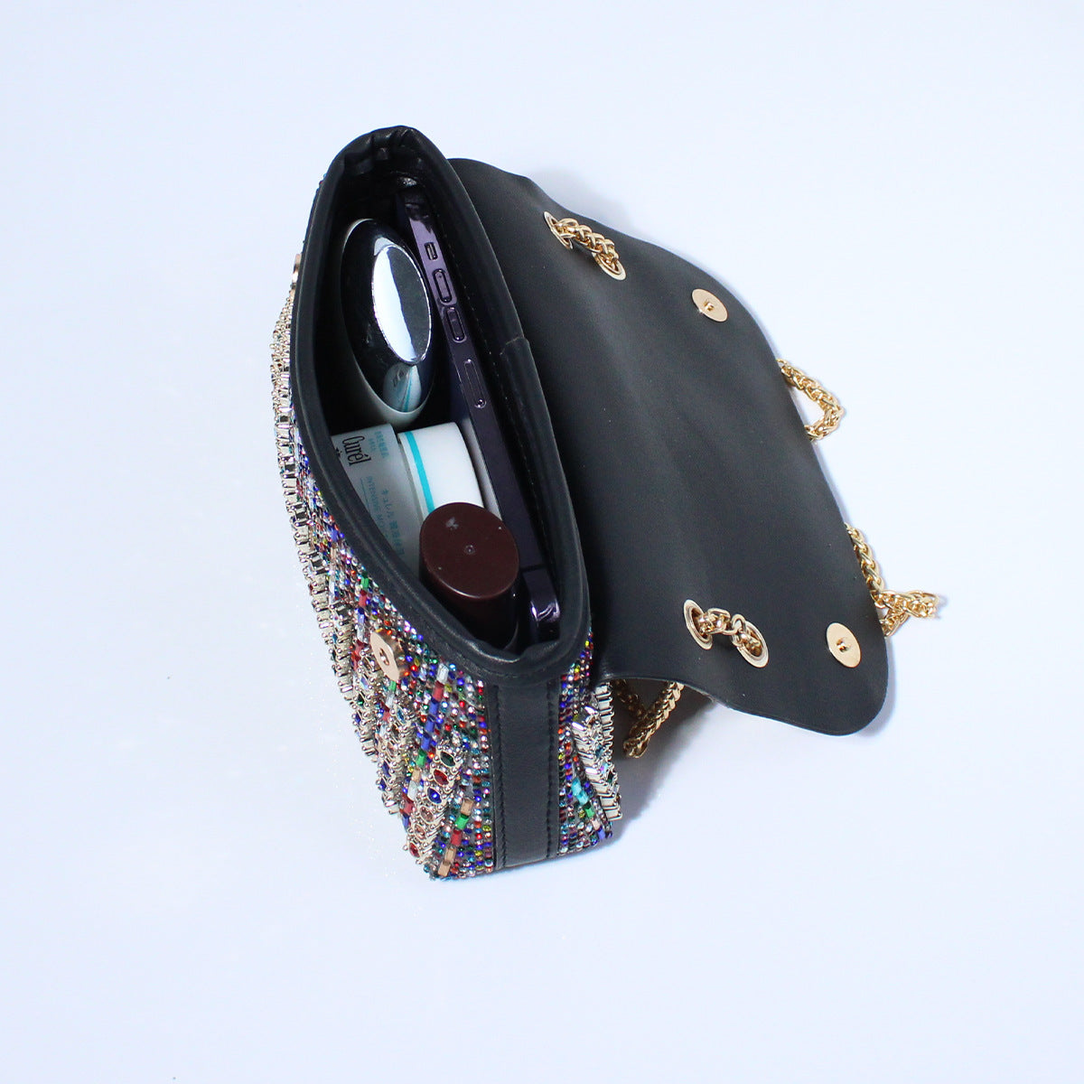 Fashion Diamond-Embedded Crossbody Dinner Bag with Hand Carrying