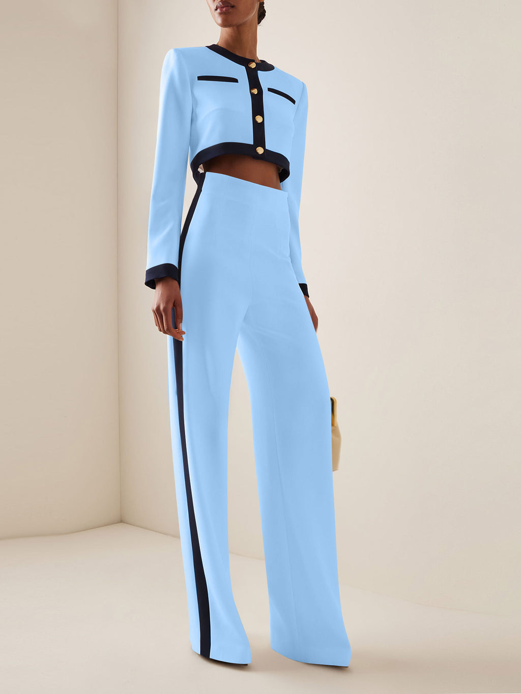 Women's Office Wear Suit Set with Long Sleeve Top and Trousers