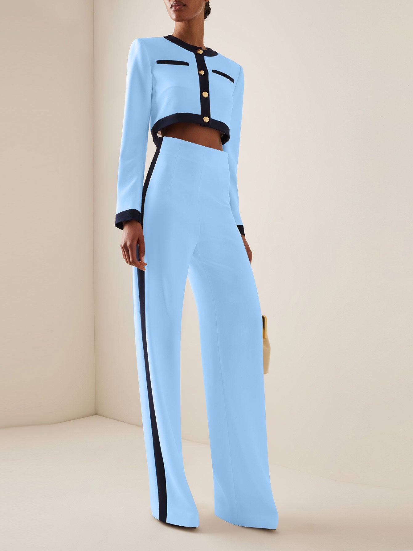 Women's Office Wear Suit Set with Long Sleeve Top and Trousers