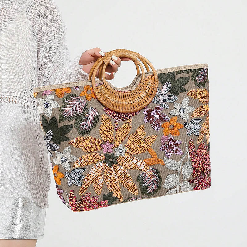 Women's Large Capacity Orange Vintage Travel Shoulder Bag