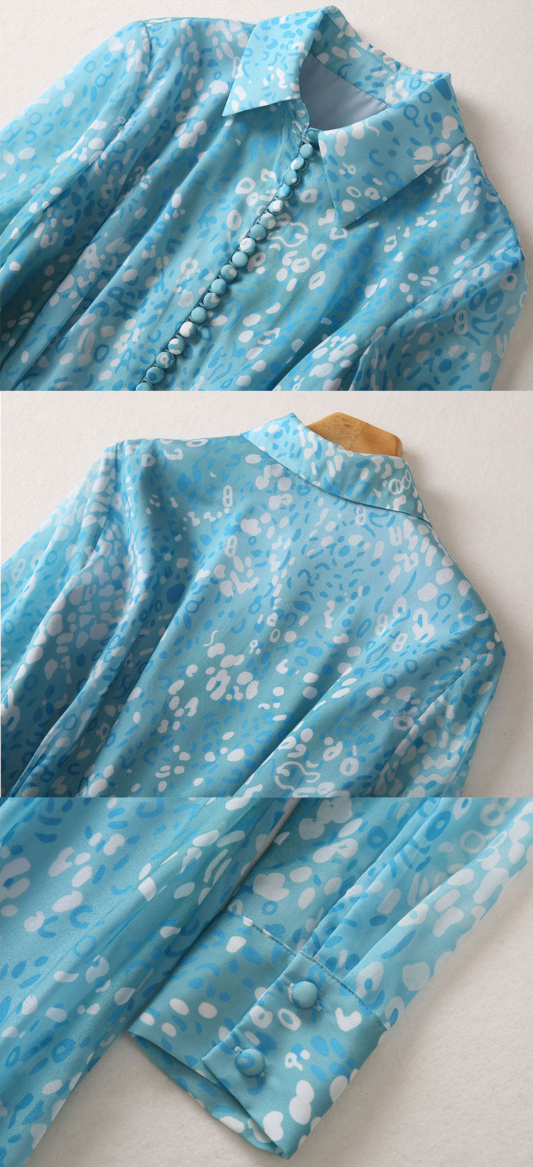 Elegant Printed Chiffon Polo Collar Dress for Women