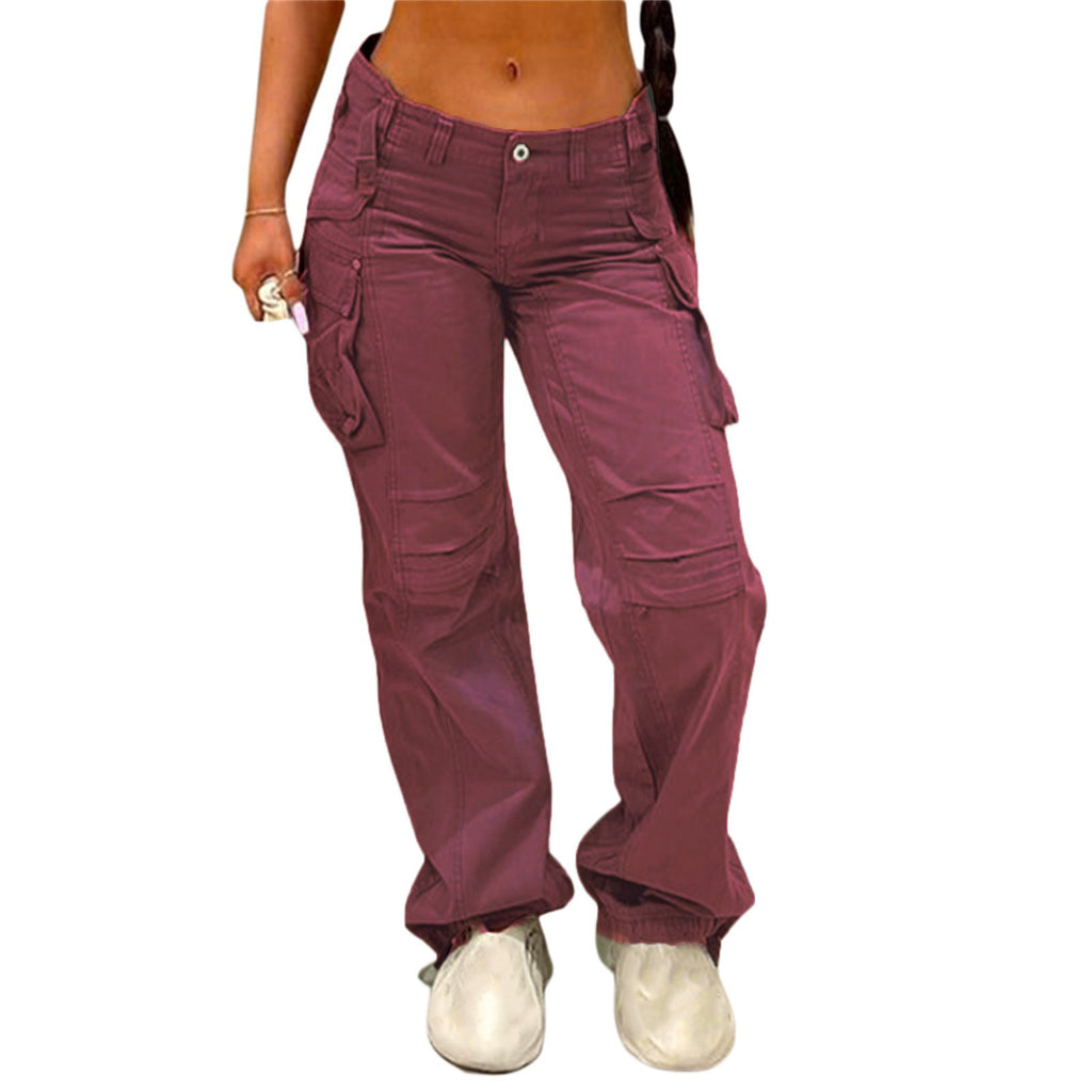 Pantalon cargo multipoches ample et droit pour femme