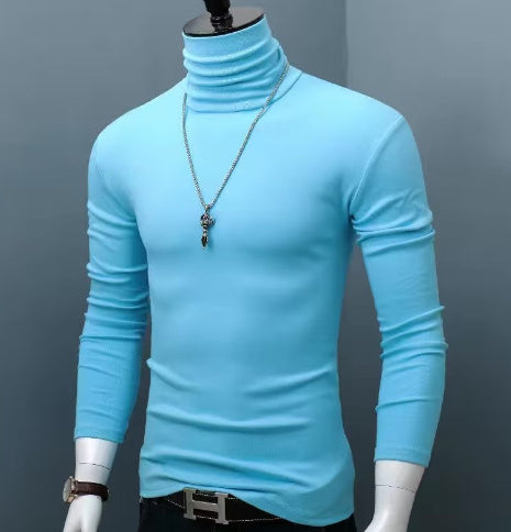 Men's Slim Fit Long-Sleeve Cotton High Collar Top