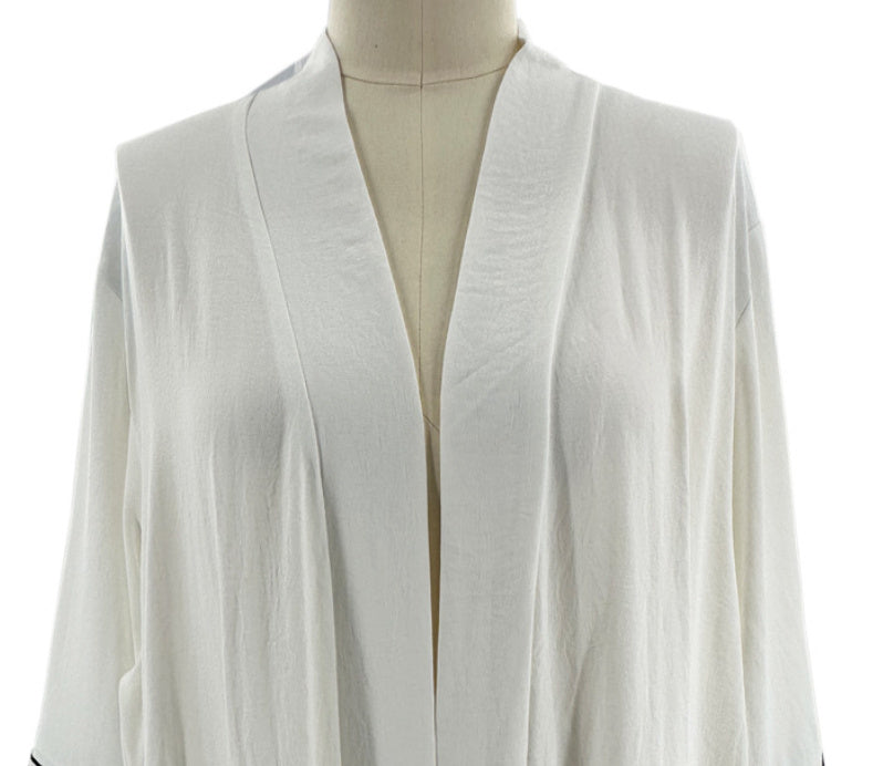 Machine Embroidery Lace-Up Pocket Cardigan Robe for Middle Eastern Women