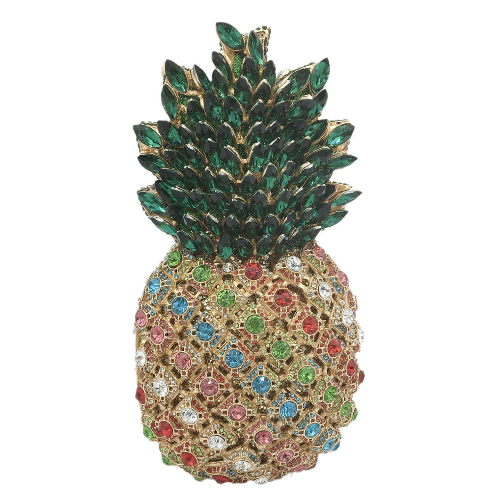Pochette de soirée en métal ananas et strass 20x10x10cm