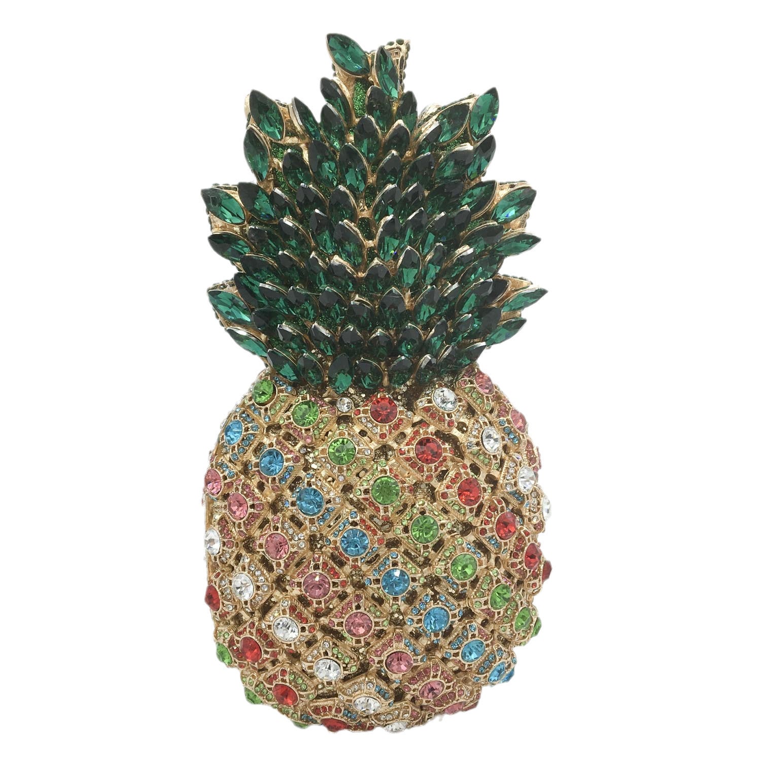 Pochette de soirée en métal ananas et strass 20x10x10cm