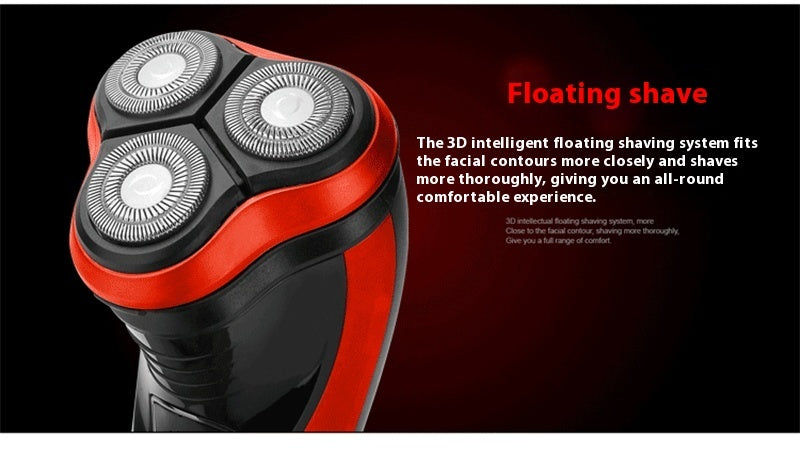 Rasoir Électrique Rechargeable pour Hommes - Rouge, Entièrement Lavable, 60 min d'Autonomie