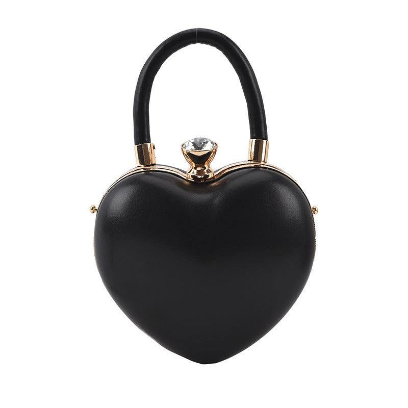 Sac à bandoulière en forme de cœur de style occidental, petit, avec chaîne, couleurs bonbon