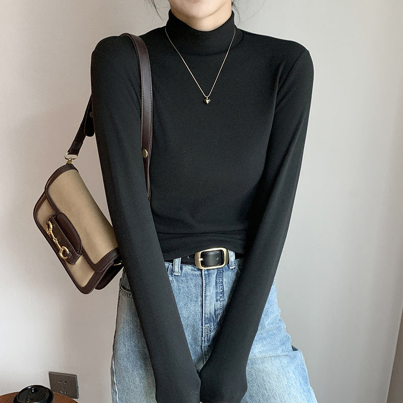 Women’s Half Turtleneck Double-Sided Dralon Bottoming Shirt for Spring & Autumn