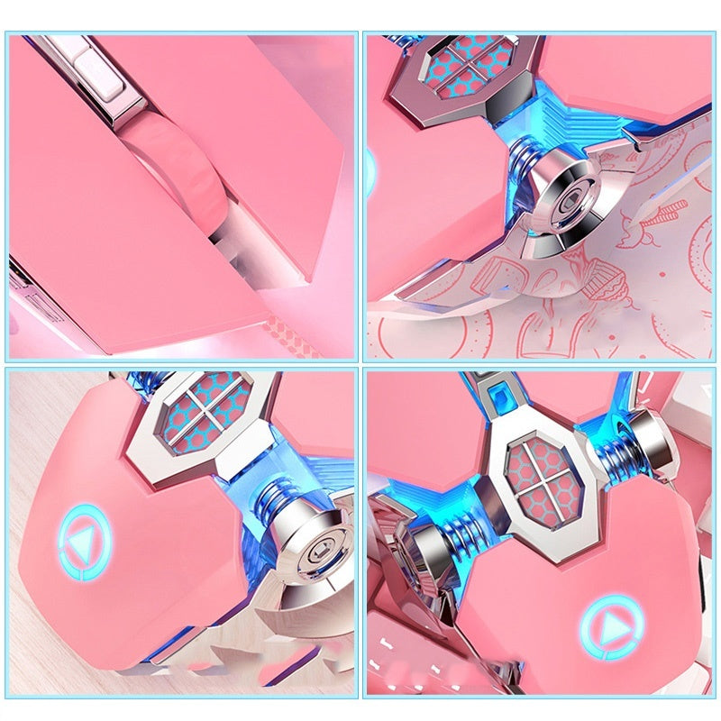 Wired Gaming Mouse with LED Light-Emitting Macro & Mute Function USB