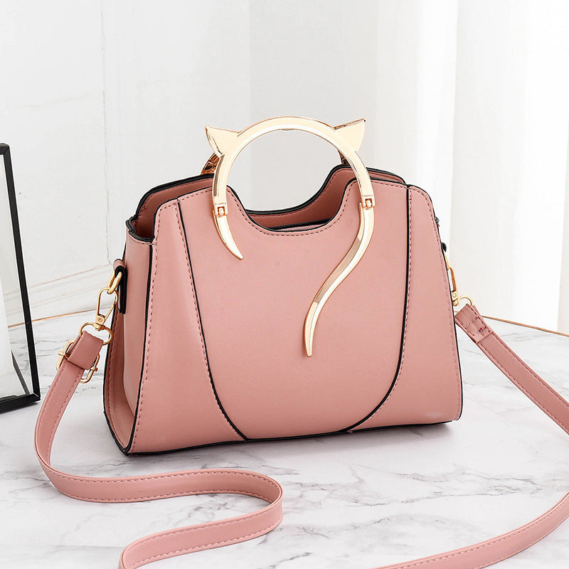 Sac à main rond en cuir PU pour femme, sacoche bandoulière avec fermeture éclair 25x11x19cm