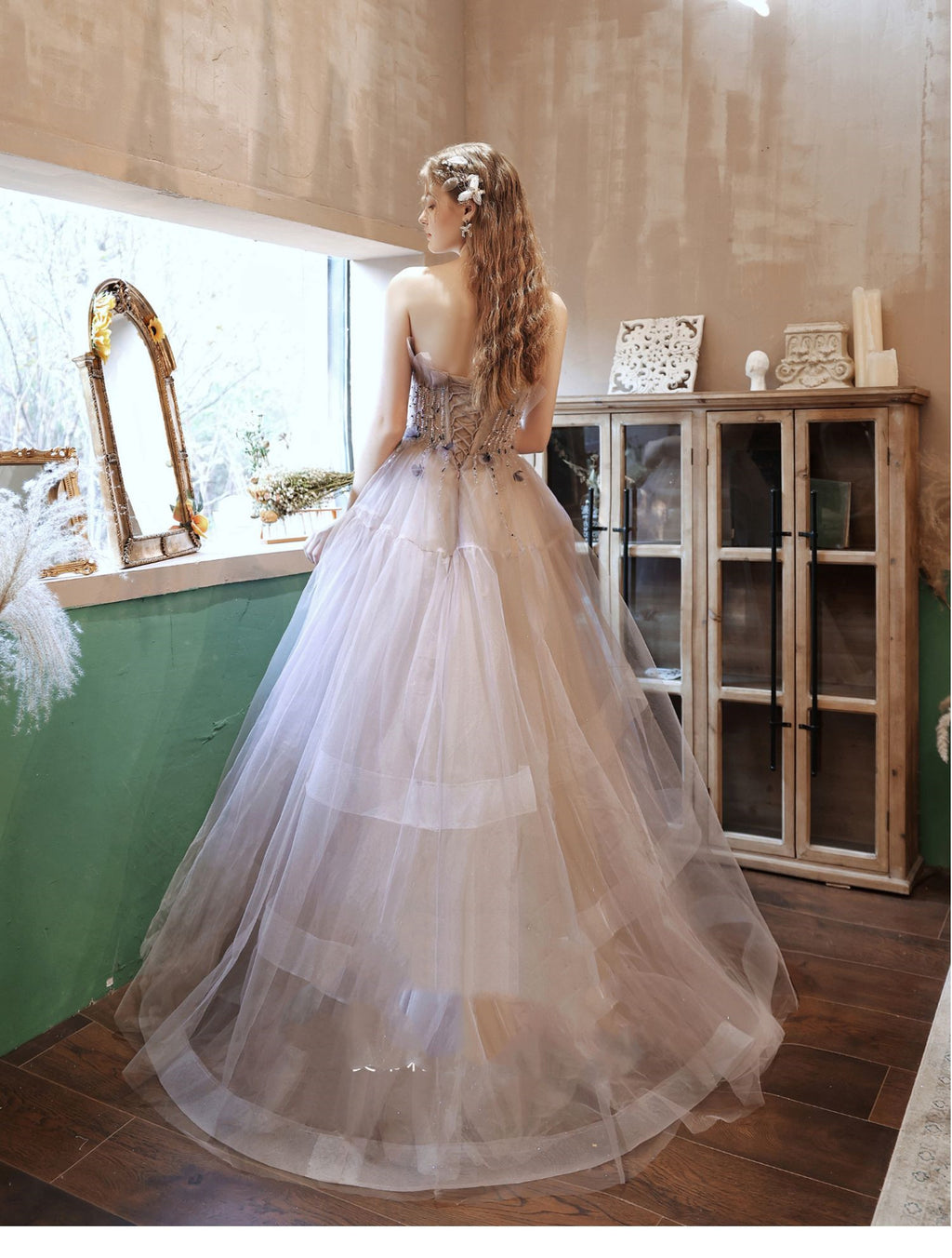 Robe de soirée à jupe trapèze, à bretelles, fleurie, pour mariée, fiançailles, mariage, style élégant
