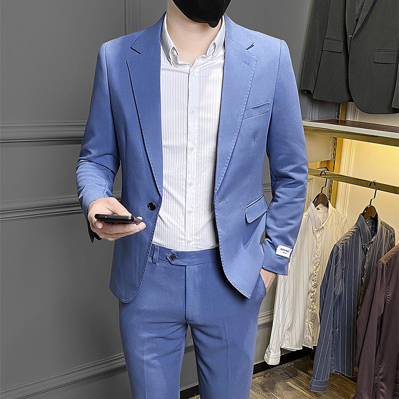 Men's Slim Fit Corduroy Business Casual Suit with Vest