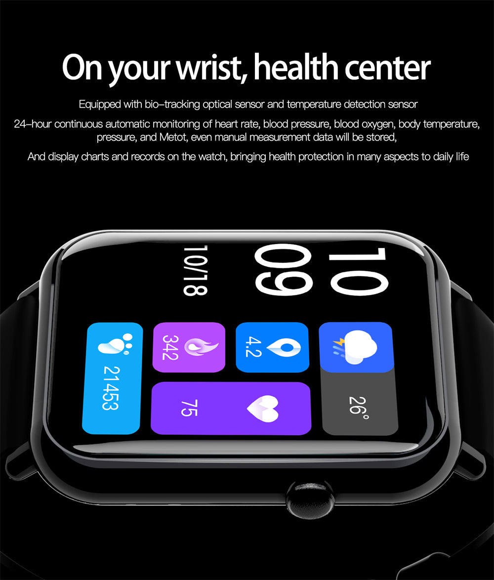 Smart Waterproof Watch IP67 Bluetooth 5.2 1.69" Touch Screen