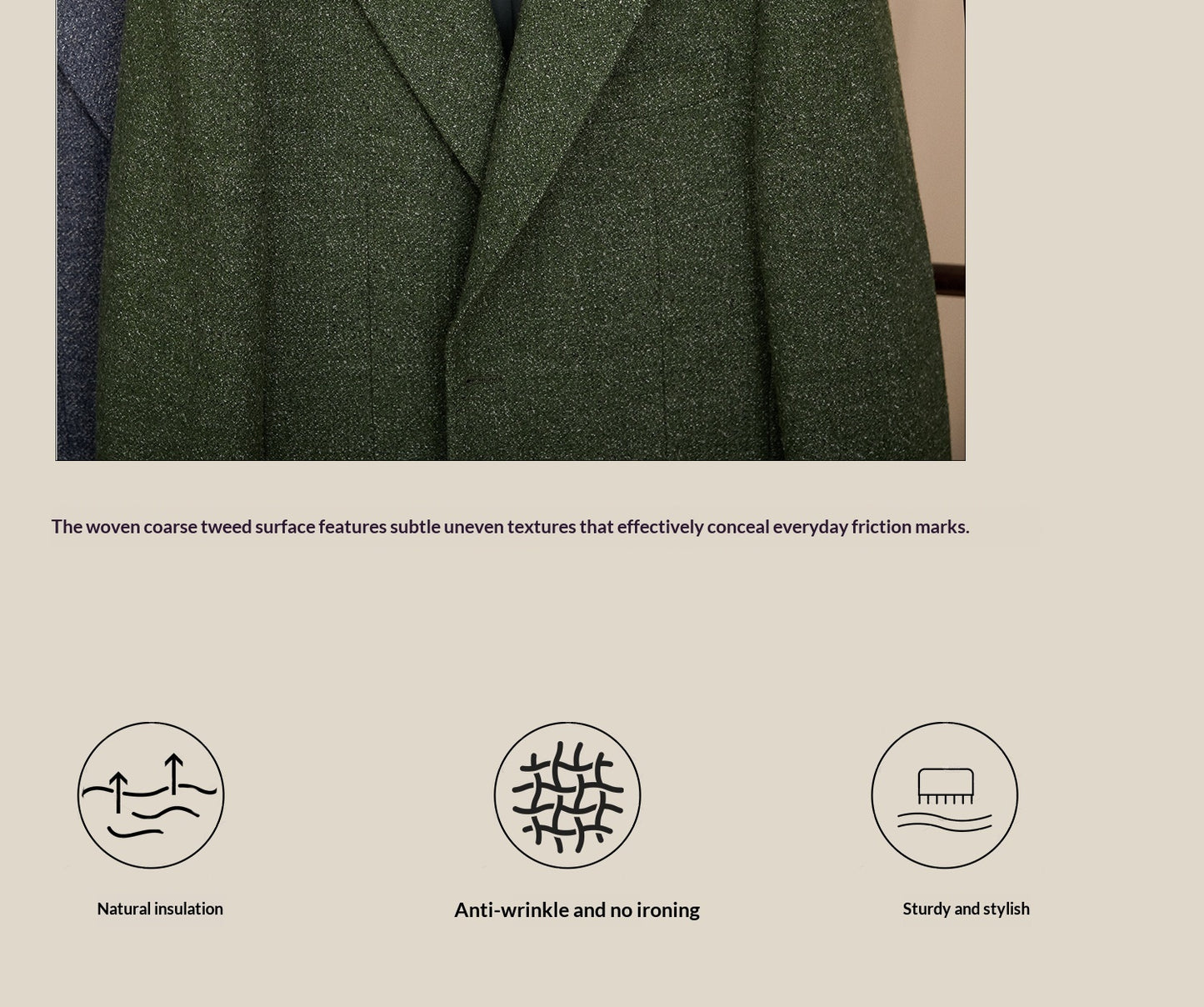 بليزر صوفي ثقيل الوزن، بتصميم كلاسيكي أنيق، بقصة ضيقة