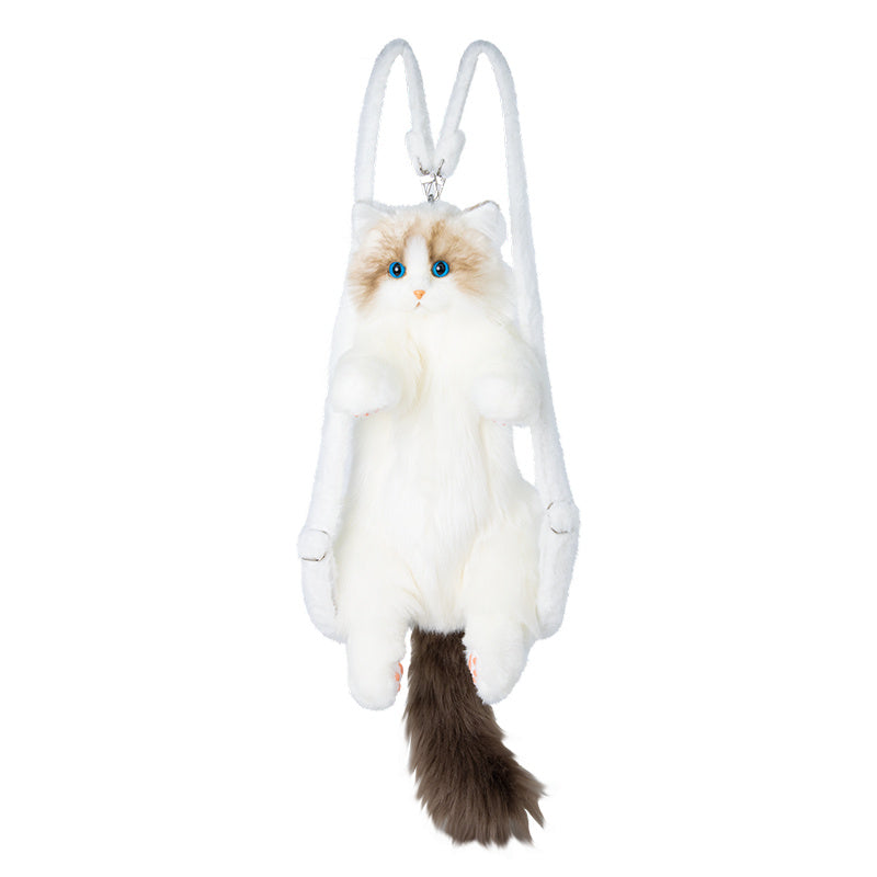 Cute Plush Girls' Ragdoll Backpack Doll with Pink Scarf, 50cm