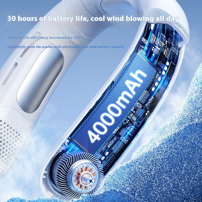 USB Charging Non-leaf Ice Compress Lazy Outdoor Portable Halter Little Fan