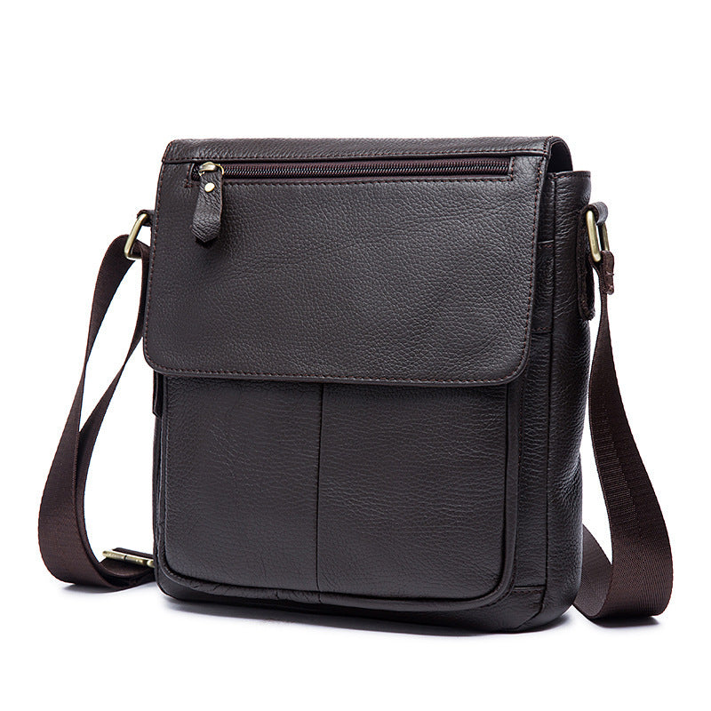 Sac à bandoulière vertical en cuir pour homme, style européen et américain