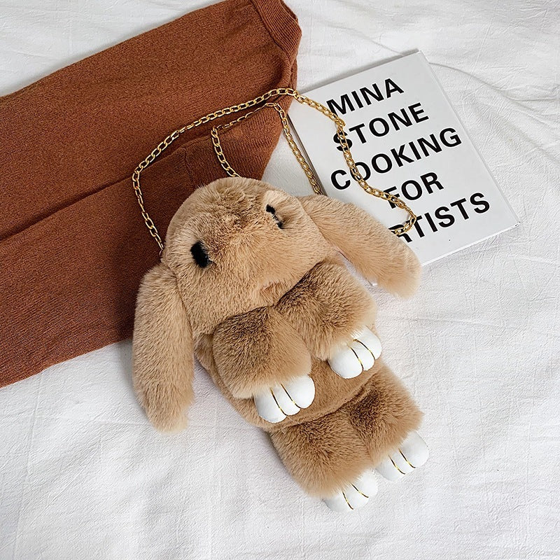 Rabbit Kids Plush Messenger Bag with Chain