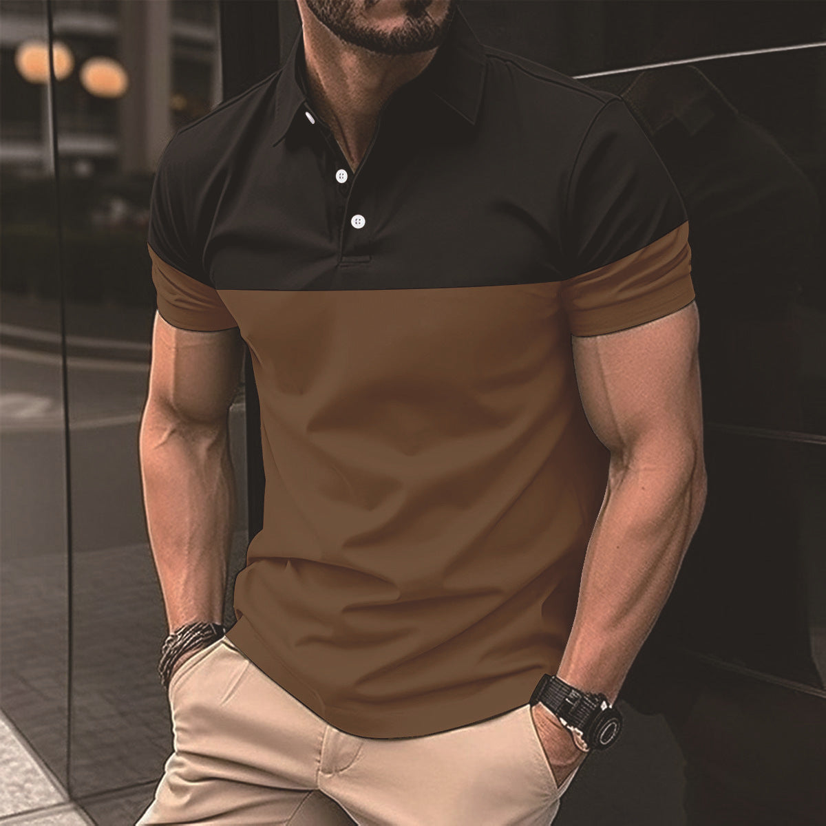تي شيرت بولو رجالي بأكمام قصيرة كاجوال