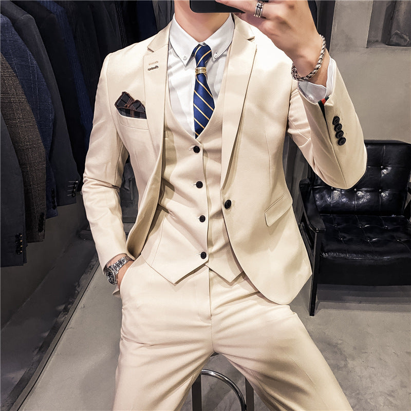 Slim Fit Business Best Man Three-Piece Suit Set