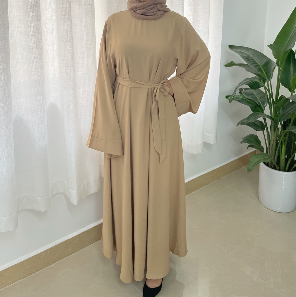 Plus Size Elegant Muslim Long Sleeve Dress with Zipper
