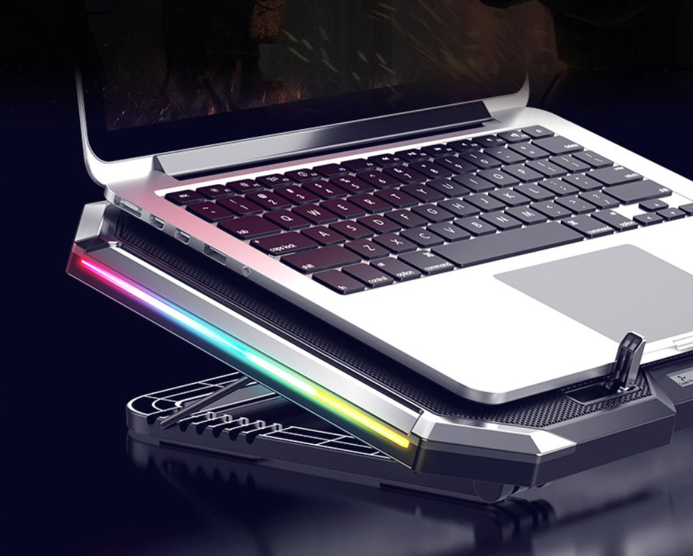 Notebook Cooling Base Radiator with Six-Core Heat Dissipation and RGB Lighting for Under 18" Laptops