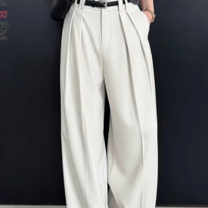 Pantalon décontracté ample rétro à jambe large pour femme