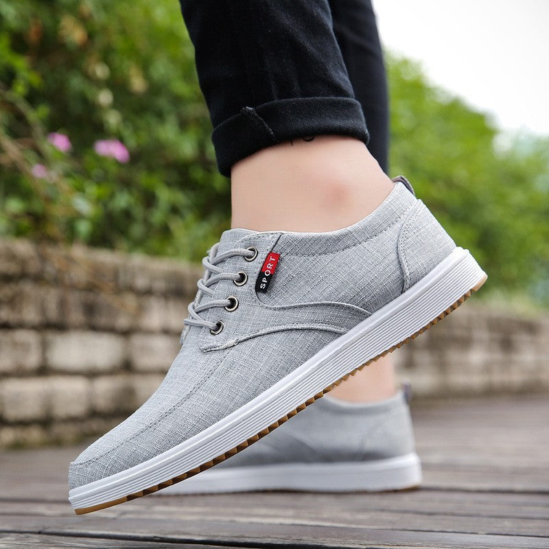 Chaussures plates décontractées en toile respirante à lacets pour hommes