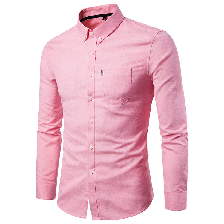 Men Shirts Slim Long Sleeve Dress Shirt