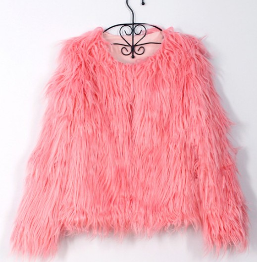 Autumn Winter Women's Long Wool Fur Coat with V Collar and Long Sleeves