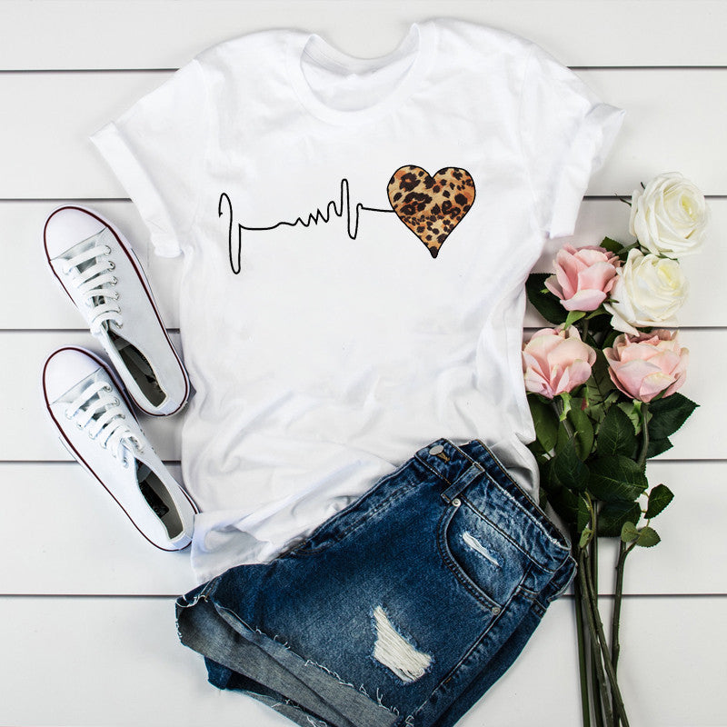 Plus Size Women's Short-Sleeve Loose Chenille T-Shirt