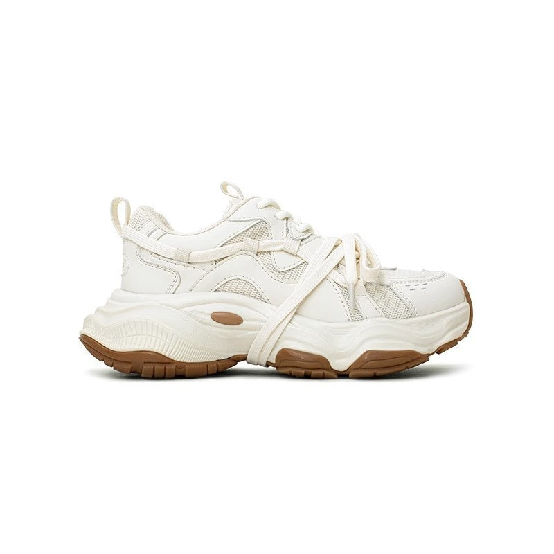 Women's Milky White Light Running Sneakers Spring Platform Dad Shoes