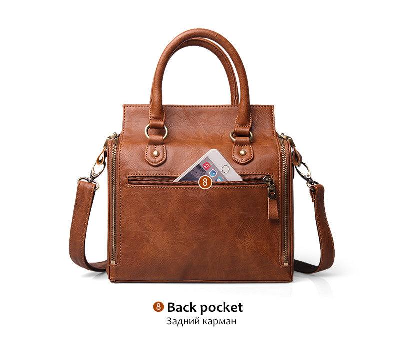 Sac fourre-tout tendance haut de gamme en cuir PU orange grande capacité