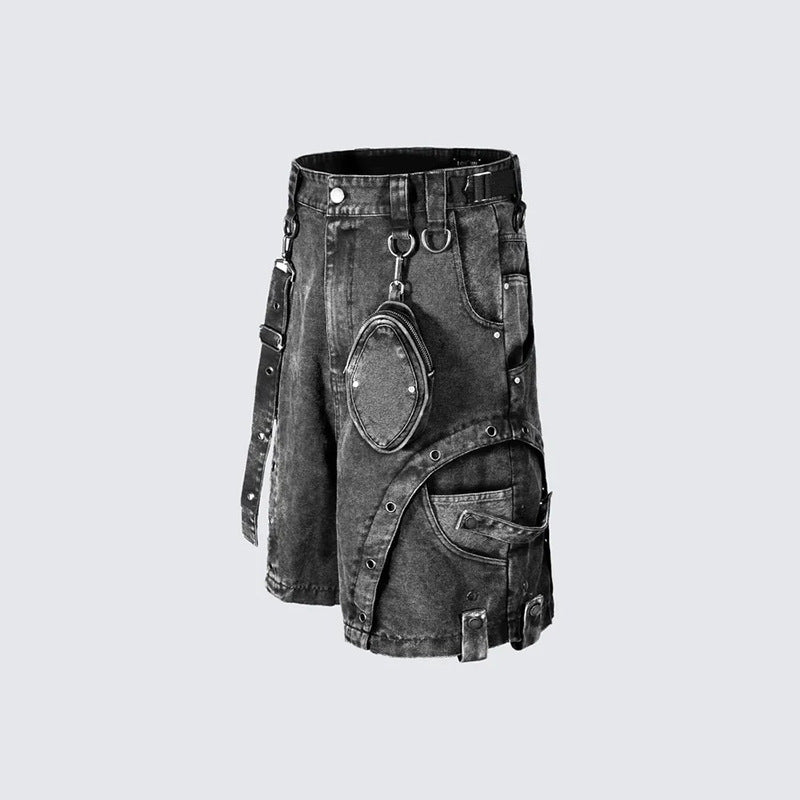 Retro High Street Loose Washed High Waist Denim Shorts